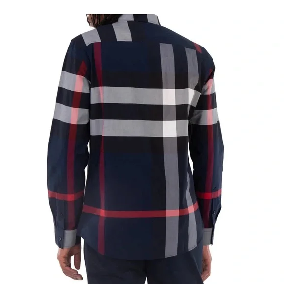 BURBERRY Check Stretch Poplin Shirt Size M